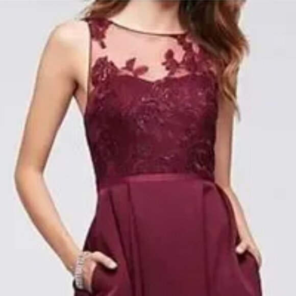 OLEG CASSINI Women's Burgundy Wine Sleeveless Formal Evening Maxi Dress Gown 12 - Picture 2 of 8